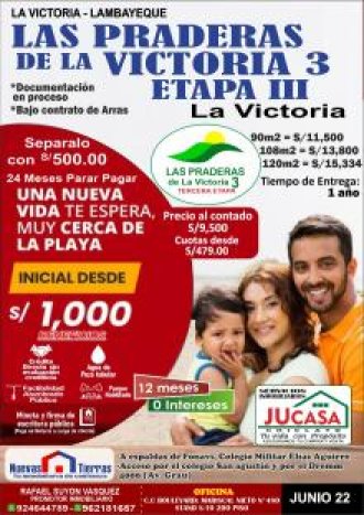 PROYECTO DE LOTIZACION EN PRE VENTA  LAS PRADERAS DE LA VICTORIA 3